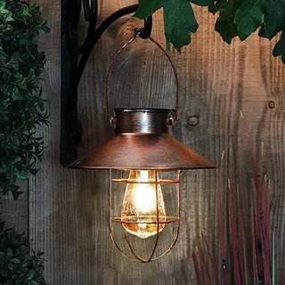 LED Solarlaterne für Außen Vintage Metall Solarlampen für Außen Hängend Outdoor Wasserdichte Solar Hängelampen Gartenleuchten für Gartenhof Patio Pathway Tree Decor (1 Pack Bronze)