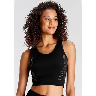 LASCANA ACTIVE Crop-Top, mit reflektierendem Druck, schwarz