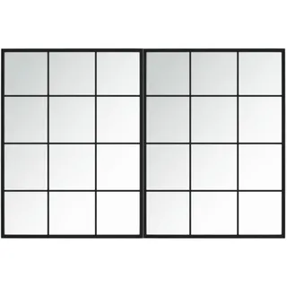 Wandspiegel 2 Stk. Schwarz 80x60 cm Metall - Schwarz, Bunt