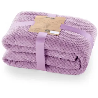 DecoKing Kuscheldecke 170x210 cm lila Decke Microfaser Wohndecke Tagesdecke Fleece weich sanft kuschelig skandinavischer Stil Henry