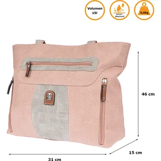 Große Damen Tasche Schultertasche Umhängetasche Henkeltasche Leder Optik Bag  Pink - Rosa