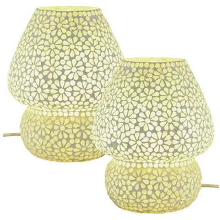 Marrakesch Orient & Mediterran Interior Boho Deko Tischleuchte Mosaik 2 St.