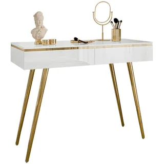 Lookway Konsolentisch Aurora-S in Weiß hochglanz mit Schubladen , Holzwerkstoff , Uni , 2 Schubladen , Rechteckig , 102x80x44 cm , Wohnzimmer, Wohnzimmertische, Konsolentische