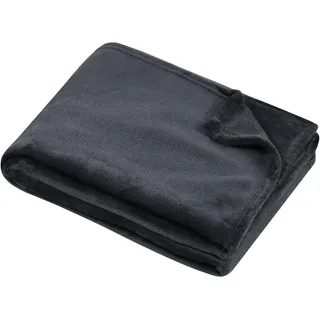 STOF - Kuscheldecke – Größe 130 x 160 cm – 100% Polyester – Farbe Anthrazit – Modell Stanford – Decke – weich warm und bequem, Fleece, einfarbig