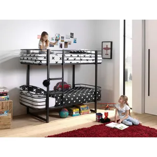 Vipack Etagenbett Oscar 90 x 200 cm Metall schwarz