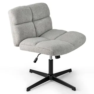 FANTASK Bürostuhl mit Rollen, Höhenverstellbar Schreibtischstuhl, Drehstuhl ohne Armlehnen für Home Office (Grau)