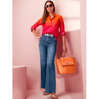 Hemdbluse HEINE, Damen, Gr. 48, bunt (orange, pink, bedruckt), 100% Baumwolle, bedruckt, gemustert, mehrfarbig, Blusen Hemdbluse