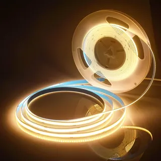 SUBOSI 2M COB LED Streifen Warmweiß 2700K ohne Netzteil – 12V Dimmbar LED Strip 640 LEDs, Lichtband Selbstklebend Schneidbar, Indirekte Beleuchtung & Unterbauleuchte für Küche, Schlafzimmer