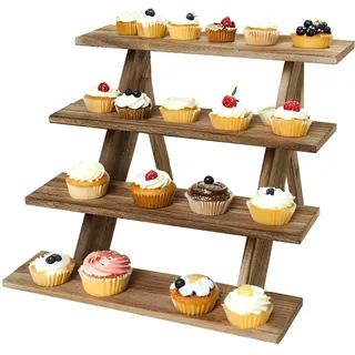 Yolispa Cupcake Ständer Holz, Tortenständer 4 Etagen Holz Cupcake Stand, Etagere Holz Dessertständer Cupcake-Ständer Parfüm-Organizer Dessert Display Servierplatten für Party Geburtstag Hochzeit