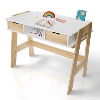 Juskys Kinderschreibtisch Fietje Kiefer / Weiß