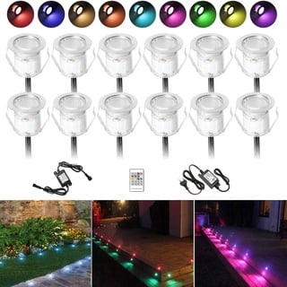 10 Stück RGB LED Einbaustrahler led Bodeneinbauleuchte IP67 wasserdicht 0.5W Ø30mm led Einbauleuchte Terrasse Küche Garten Led Lampe