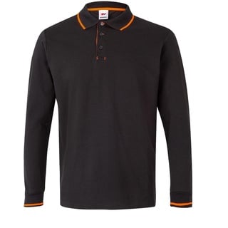 Velilla 105515; Zweifarbiges Poloshirt, gestreift, langärmelig, Schwarz und Orange Fúor, Größe XS