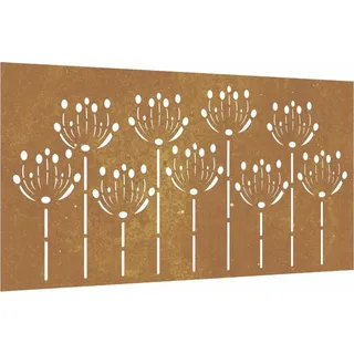 Garten-Wanddeko 105x55 cm Cortenstahl Blumen-Design - Braun