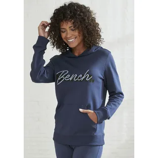 Kapuzensweatshirt BENCH. LOUNGEWEAR, Damen, Gr. 32/34, blau (navy), Interlock, Obermaterial: 60% Baumwolle, 40% Polyester, Basic, bequem hüftbedeckend, Sweatshirts Kapuzensweatshirt, mit Kängurutasche, Loungeanzug, Hoodie
