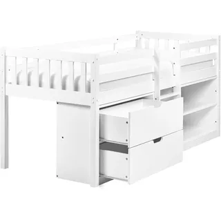 Beliani Halbhochbett Susville 90 x 200 cm Holzwerkstoff weiß
