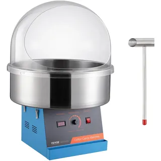 VEVOR Elektrische Zuckerwattemaschine, 1000 W Zuckerwattegeräte, Kommerzielle Zuckerwattemaschine mit Abdeckung, Edelstahlschüssel & Zuckerlöffel, Perfekt für Familienfeiern, Partys (Blau)