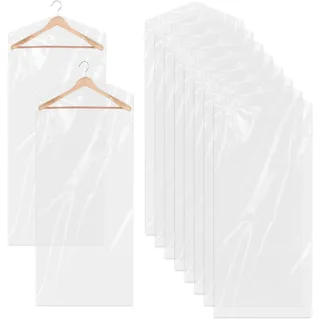 10 Stück kleiderschutzhüllen Kleidersack Transparente lange Kleiderhüllen 180 cm Kunststoff Hängen Kleidersäcke Staubdicht Kleiderschutz Trockenreiniger für Anzüge Kleidung
