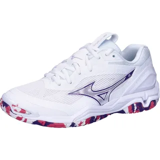 Mizuno Damen Hallenschuhe WAVE STEALTH 6 X1GB2430-20 42 - White/Violet Indigo/Camellia Rose - 42