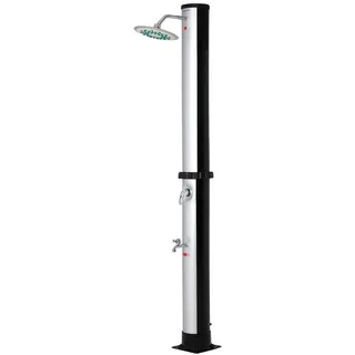 MONZANA Solardusche 35L für Garten, 216 cm hoch, UV-beständig, schwenkbarer Duschkopf & Wasserhahn - Silber