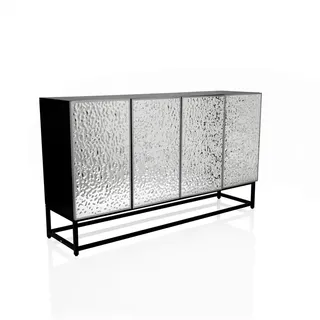 Mid.you Sideboard , Schwarz, Silberfarben , Metall , 140x80x37 cm , Kleinmöbel, Kommoden, Sideboards