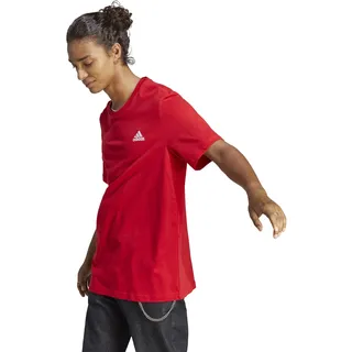 adidas Essentials Single Jersey Embroidered Small Logo Tee, Better Scarlet, L