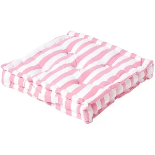 Homescapes Sitzkissen rosa-weiß gestreift 50/50/10 cm , Rosa , Textil , Gestreift , Füllung: Polyester , Quadratisch , 50x10x50 cm , Oeko-Tex® Standard 100 , Heimtextilien, Wohntextilien, Kissen