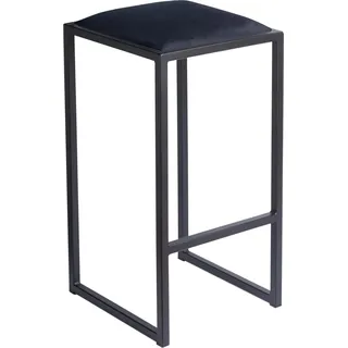 FERRO Barhocker 64 cm Schwarz – Moderner Metall Barstuhl ohne Lehne im Loft-Stil mit Gepolstertem Sitz - Schwarz
