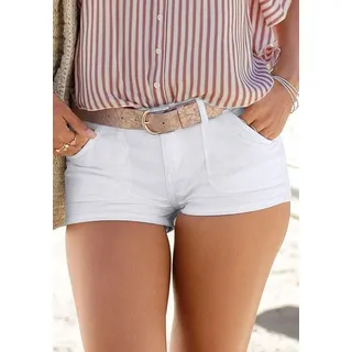 Buffalo Hotpants "aus bequemer Baumwoll-Qualität" kurze Hose, Jeansshorts, elastisch, Sommershorts, Sommerhose, weiß