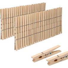 VonBueren 100 x Wäscheklammern Holz groß | Holzklammern aus nachhaltigem unbehandeltem Birkenholz | Holzwäscheklammern auch zum Basteln