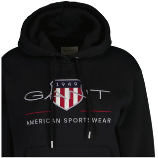 Sweatshirt GANT "Sweatshirt Archive Shield Hoodie", Damen, Gr. S, schwarz, Obermaterial: 78% Baumwolle CO. 22% Polyester PES., Sweatshirts Sweatshirt
