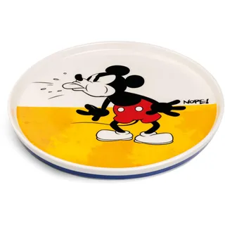 Egan Mickey Mouse Beilagenteller, rund, 20 cm, Gelb, Knochenporzellan, mikrowellen- und spülmaschinenfest, Disney-Geschirr-Kollektion (gelb)