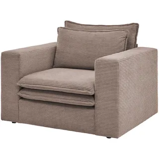 Furn.Design Sessel braun Cord, Loungesessel 110 cm , Braun , Holz, Textil , Nachbildung , 110x83x91 cm , Wohnzimmer, Sessel, Polstersessel