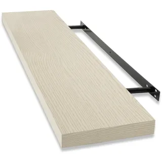 Floordirekt - Bücherregal Wand - Wandregal 60 x 23 x 4 cm, Beige | Matt- Regal Wand - Schweberegal - Hängeregal - Regalbrett - Küchenregal - Bücherregal Kinder - Deko Wohnzimmer - Stockholm