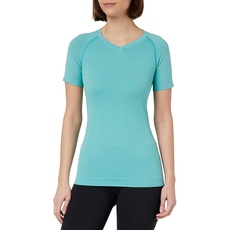 FALKE Damen Baselayer Cool V Neck W S/S SH Funktionsgarn Schnelltrocknend 1 Stück, Türkis (Lake Blue 7323), L