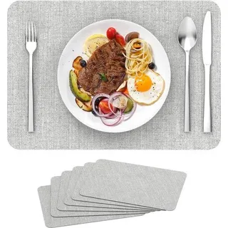Yomisee Tischsets, 6er-Set, abwaschbar, Leder, wasserfest, hitzebeständig, für Küche, Esstisch,