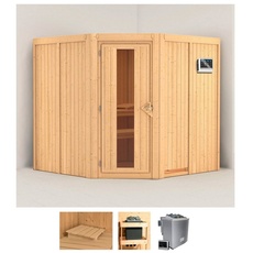 Bild von Sauna »Jarla«, (Set), 9-kW-Bio-Ofen mit externer Steuerung, beige