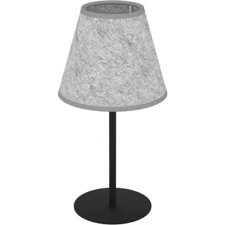 EGLO Tischlampe Alsager, Nachttischlampe im Japandi Design, Tischleuchte aus Metall in Schwarz und Filz in Grau, Tisch-Lampe für Wohnzimmer und Schlafzimmer, E27 Fassung