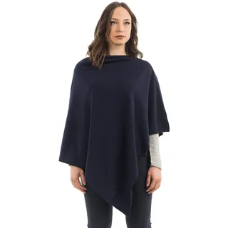 Dalle Piane Cashmere - Poncho aus Kaschmir-Gemisch - Made in Italy - Damen, Farbe: Blau, Einheitsgröße