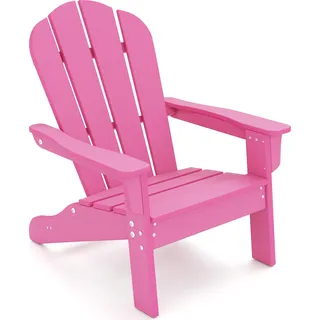 COSTWAY Adirondack Stuhl Kinder, Adirondack Chair aus HDPE, Gartenstuhl mit Rückenlehne & Armlehnen für Kinder von 3–8 Jahren, Rosa - Rosa
