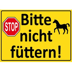 Holzschild 30x40 cm - Stop Bitte nicht füttern (Pferd)