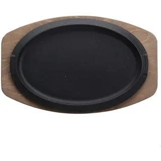 Ilsa Oval Platte cm 32 x 22 aus Gusseisen emailliert C/Tablett aus Holz
