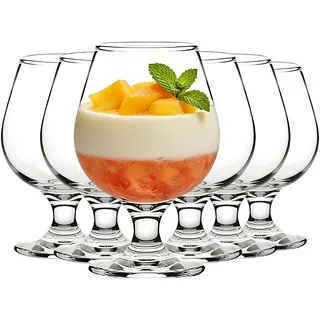 Haayymo Dessertschalen aus Glas Eisbecher 6er-Set, 350ml Kurzstielgarnelen Cocktailgläser Vorspeise Obstsalate Puddingschalen Dessert Eisbecher mit Fuß Cocktailschales