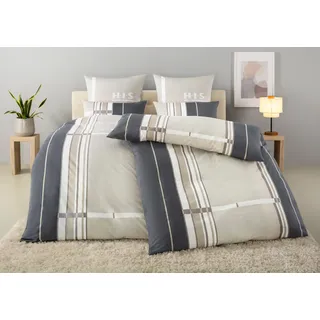 H.I.S. H.I.S Bettwäsche »Golfi in Gr. 135x200 oder 155x220 cm« 2 tlg. Bettwäsche aus Baumwolle, sportliche Bettwäsche mit Streifen, grau