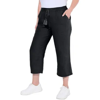 Ulla Popken Damen 7/8-Leinenhose Hose, Schwarz, 44