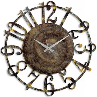 Wanduhr , Multicolor , Metall , 48x48x0.15 cm , 3D-Zahlen , Dekoration, Uhren, Wanduhren