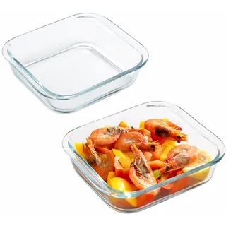 2pcs 0.8l Glas Auflaufform Kleine, Backform Rechteckig,Aus Borosilikatglas HitzebestäNdig Bis 400°C, Kleine Schale - Zubereiten, Garen, Servieren | Glasform Airfryer für üBerbackenes, 20 X 17 X 4.5cm