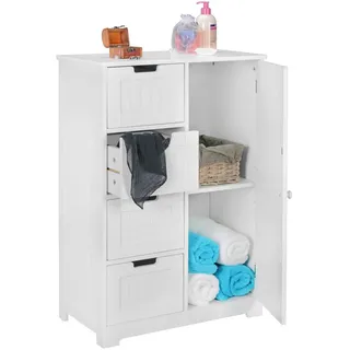 Wohnling Design Badschrank LUIS Landhaus-Stil MDF-Holz 56 x 83 x 30 - Weiß