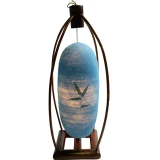 Fine Asianliving Tischlampe Bambus und Baumwollfaden Handgefertigt Blau D22xH64cm - Blau