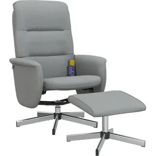 Massagesessel mit Fußhocker Hellgrau Stoff - Grau, Hellgrau