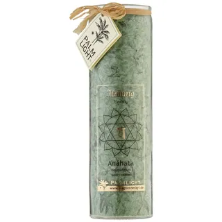 Palm Light Chakra Kerze – grün, 20cm, 100 Std. Brenndauer, in Kristalloptik, Hochwertig für Innen & Außen